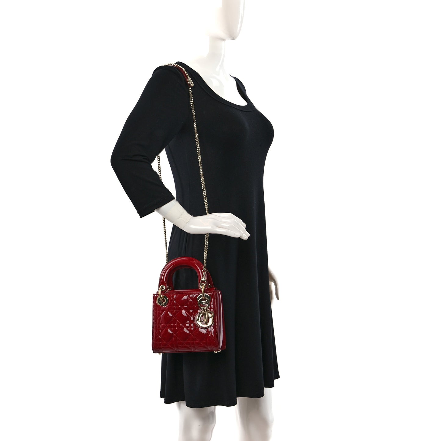 Patent Cannage Mini Lady Dior Red