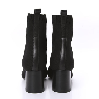 Hermes Knit Calfskin Volver Ankle Boots 39 Black 5 of 8