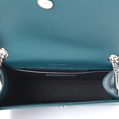 Saint Laurent Grain De Poudre Small Monogram Kate Satchel Teal Green 4 of 4