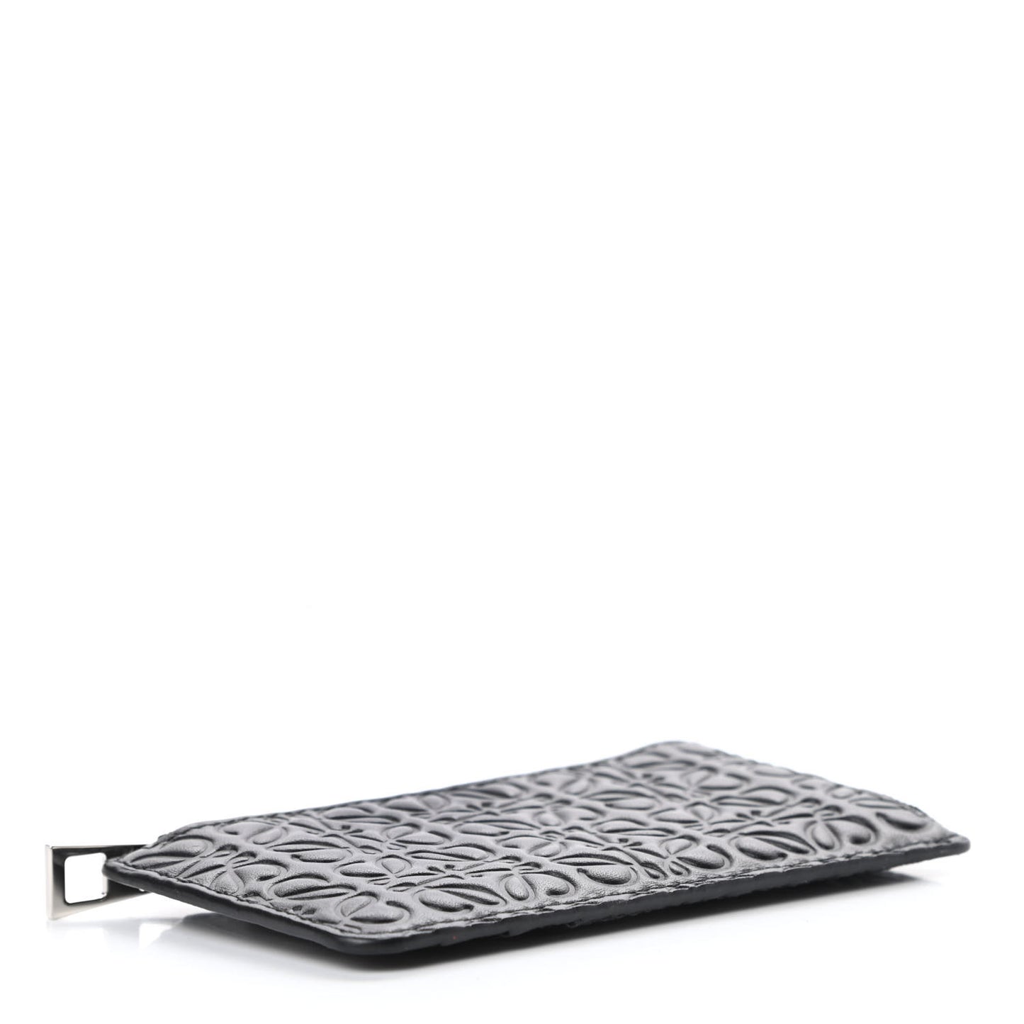 Calfskin Embossed Repeat Coin Card Holder Black