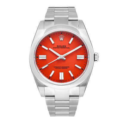 Rolex Stainless Steel 36mm Oyster Perpetual Watch Coral Red 126000 1 of 5