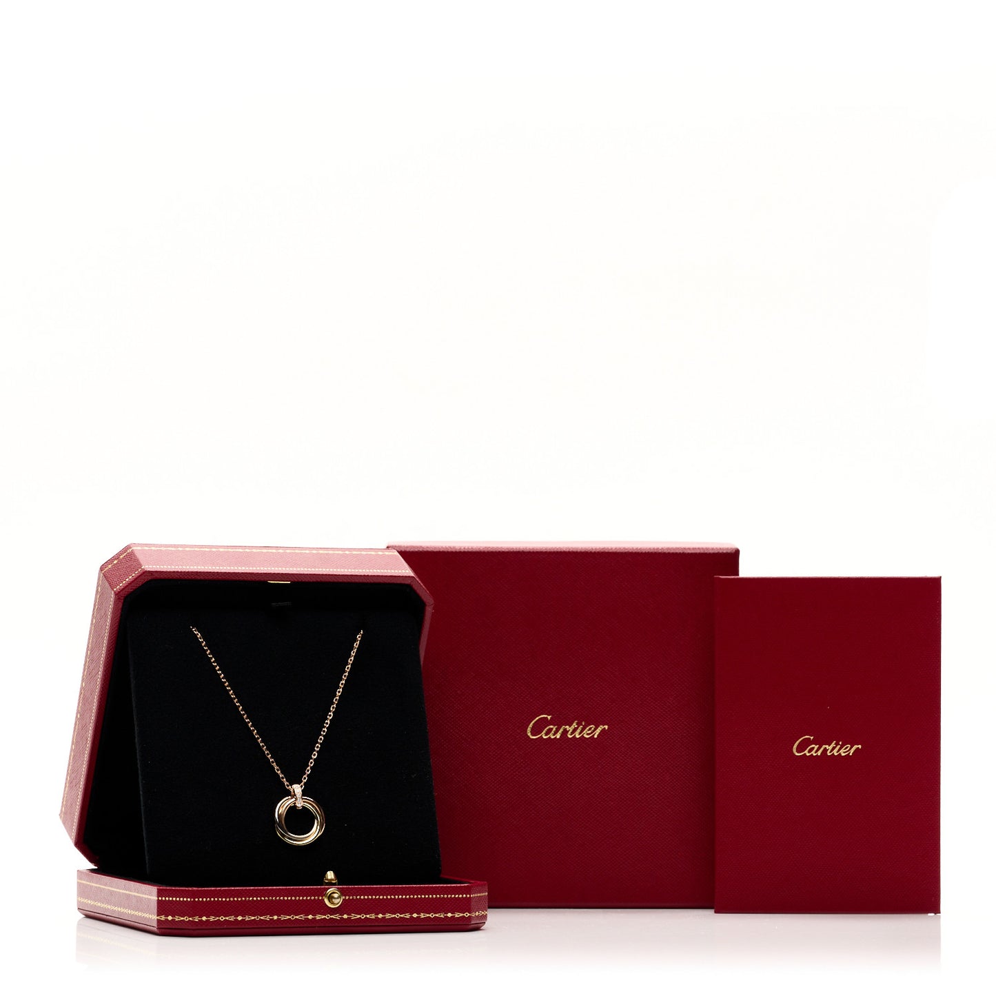 18K Pink White Yellow Gold Diamond Trinity Pendant Necklace