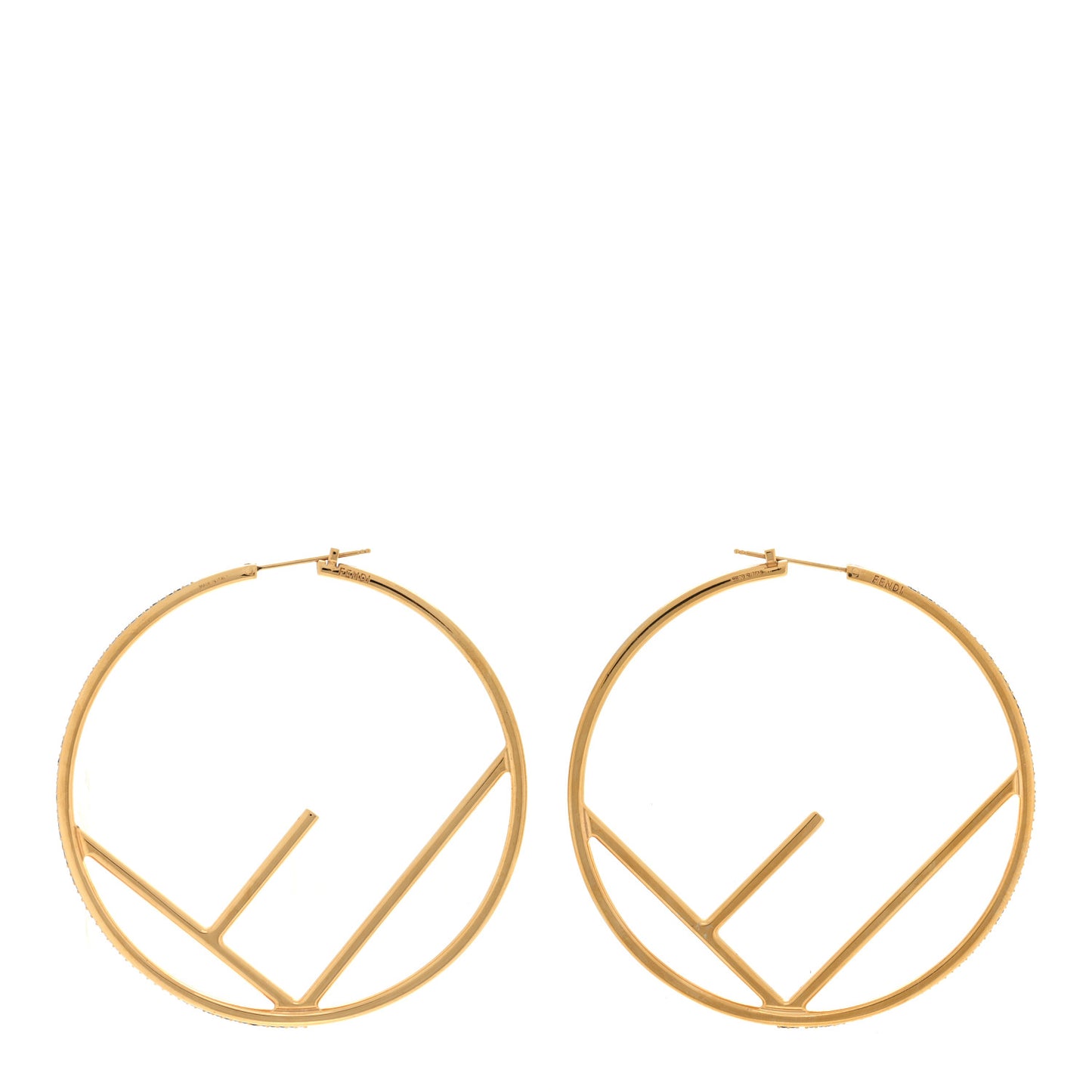 Metal Crystal Large F is Fendi Hoop Earrings Yellow Gold