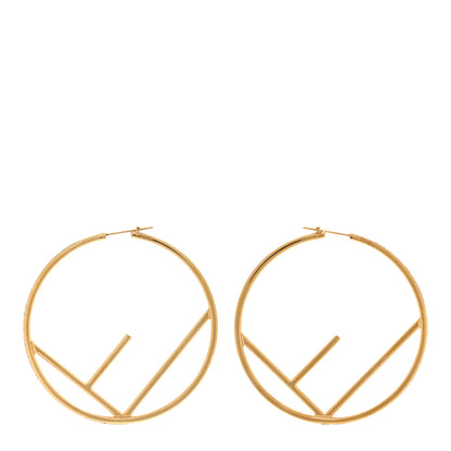Fendi Metal Crystal Large F is Fendi Hoop Earrings Yellow Gold 3 of 4