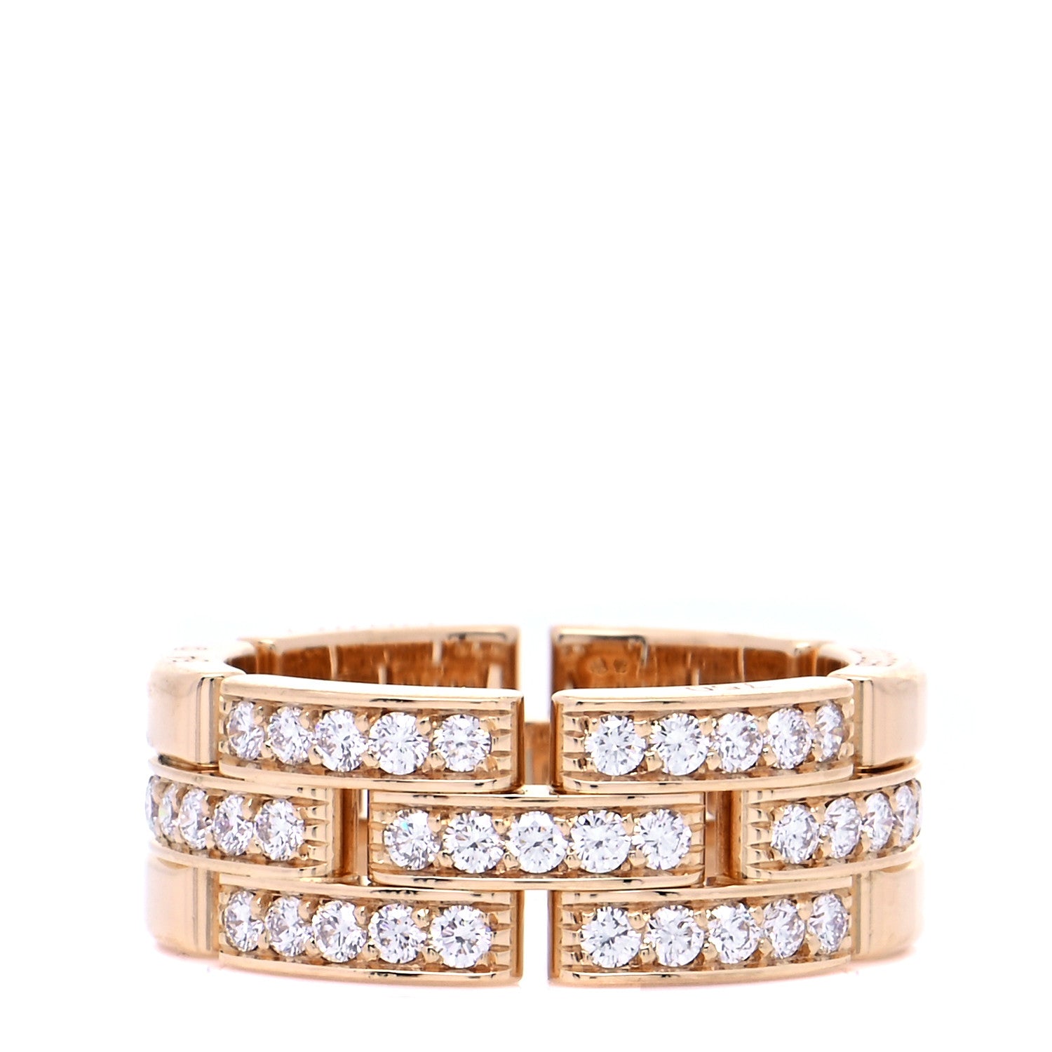 Cartier 18K Yellow Gold Diamond Maillon Panthere 3 Half Rows Paved Ring 54 6.75 1 of 6