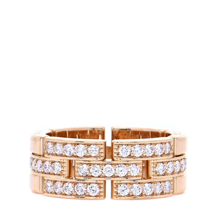Cartier 18K Yellow Gold Diamond Maillon Panthere 3 Half Rows Paved Ring 54 6.75 1 of 6