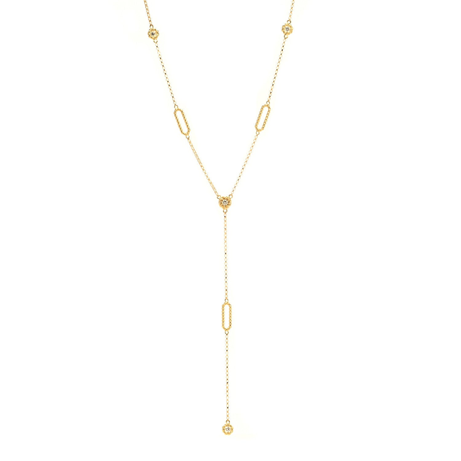 Roberto Coin 18K Yellow Gold Diamond Barocco Y Drop Necklace 1 of 5