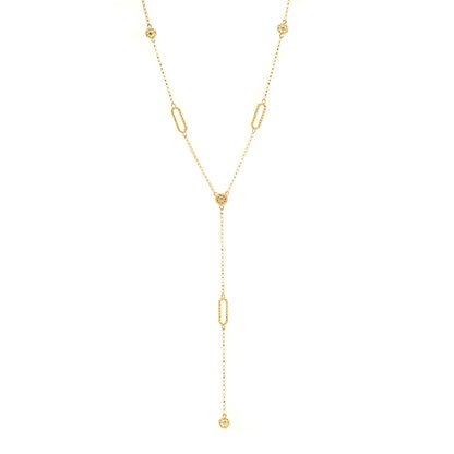 Roberto Coin 18K Yellow Gold Diamond Barocco Y Drop Necklace 1 of 5