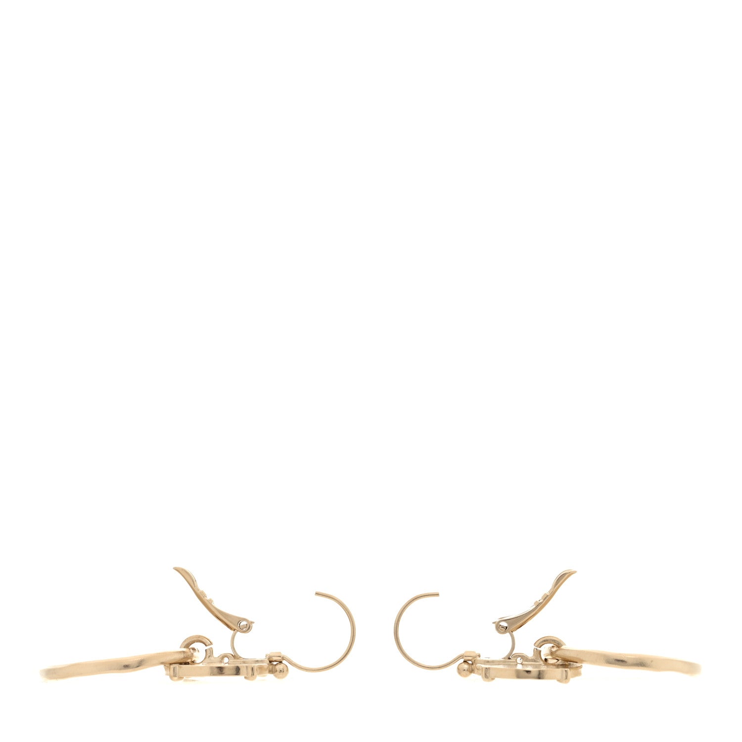 Chanel Metal Round CC Medallion Drop Earrings Gold 3 of 5