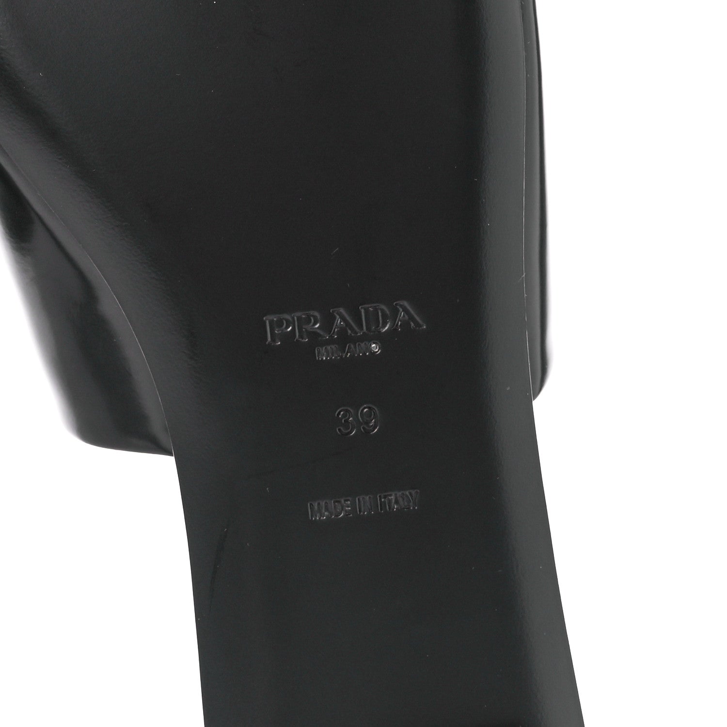 Prada Spazzolato Metal Triangle Logo 5mm Slide Sandals 39 Black 6 of 8