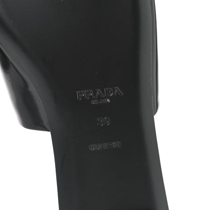 Prada Spazzolato Metal Triangle Logo 5mm Slide Sandals 39 Black 6 of 8