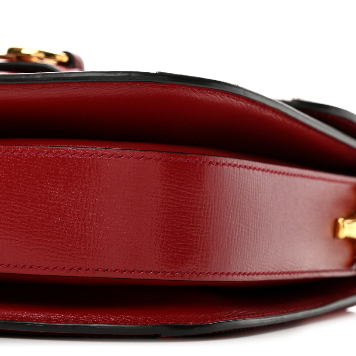 GG Supreme Monogram Azalea Calfskin Horsebit 1955 Shoulder Bag Beige Ebony New Cherry Red