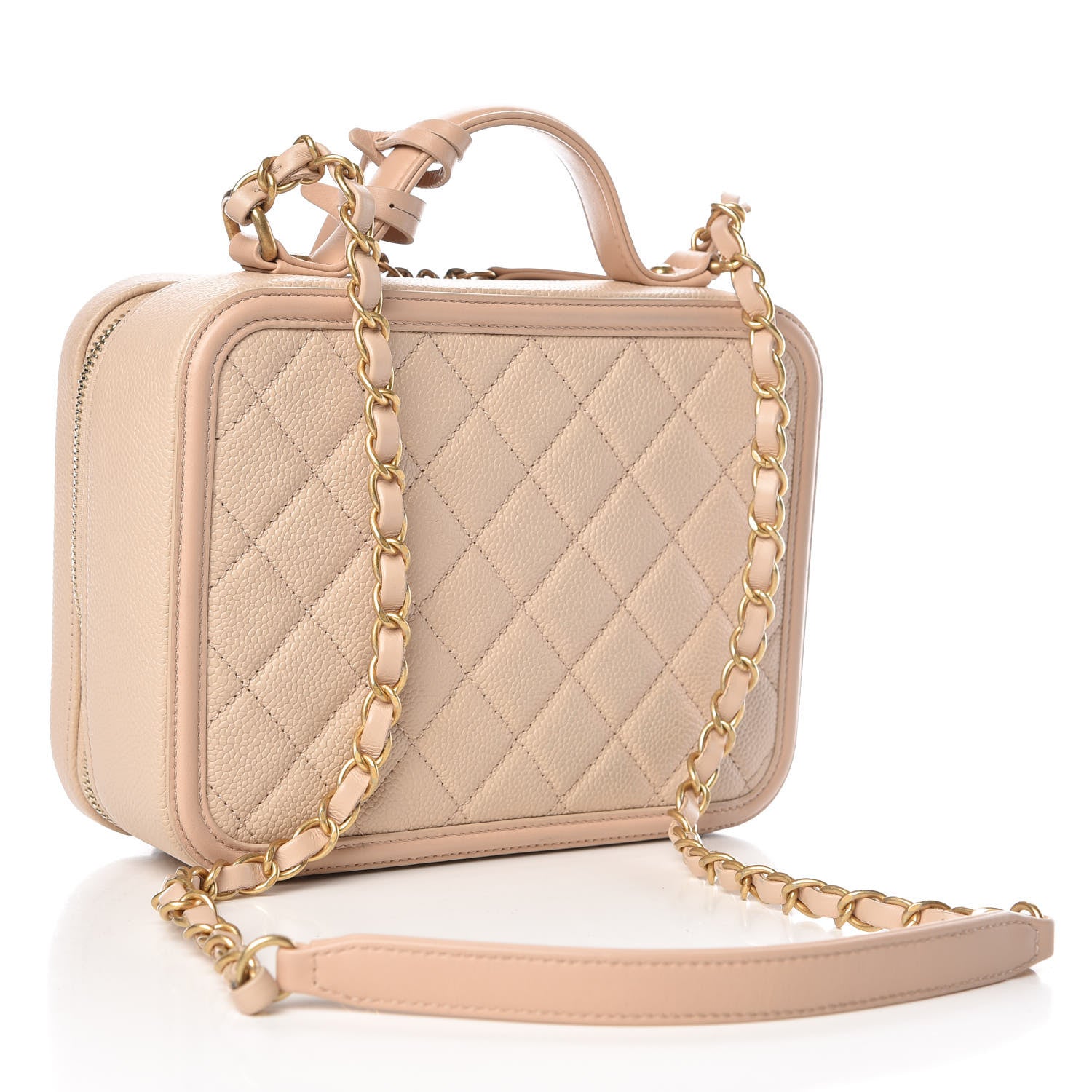 Chanel Caviar Quilted Medium CC Filigree Vanity Case Beige 3 of 11