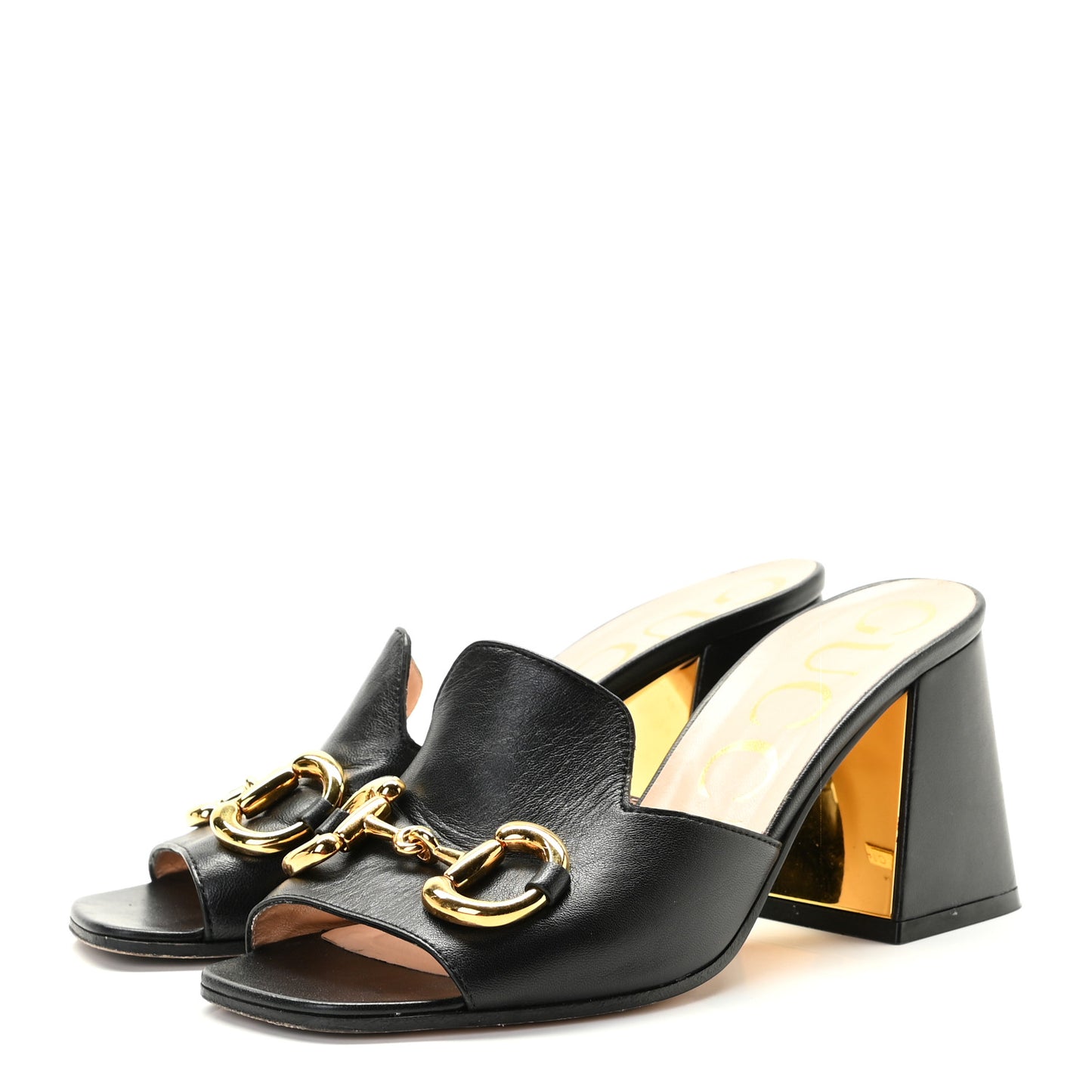 Nappa Horsebit 75mm Slide Sandals 36 Black