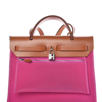 Hermes Vache Hunter Toile Herbag Zip 31 PM Magnolia Fauve 13 of 16