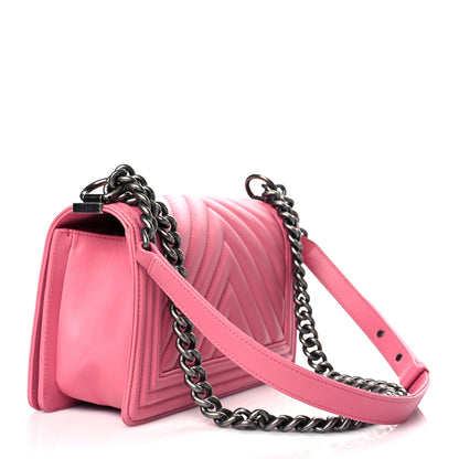 Chanel Calfskin Chevron Quilted Medium Boy Flap Pink 3 of 11