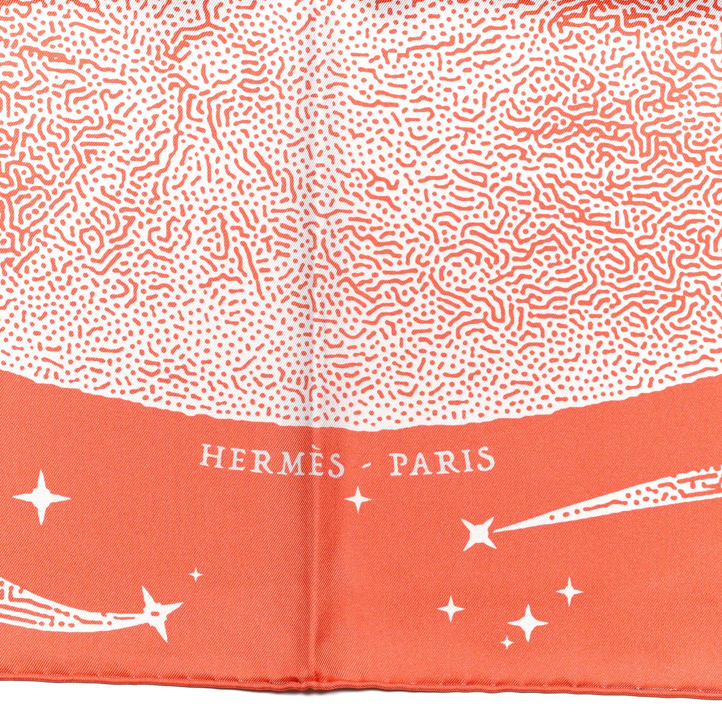 Silk Double Face Clair De Lune Scarf 90 Orange Gris White