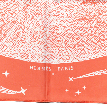 Hermes Silk Double Face Clair De Lune Scarf 90 Orange Gris White 4 of 5