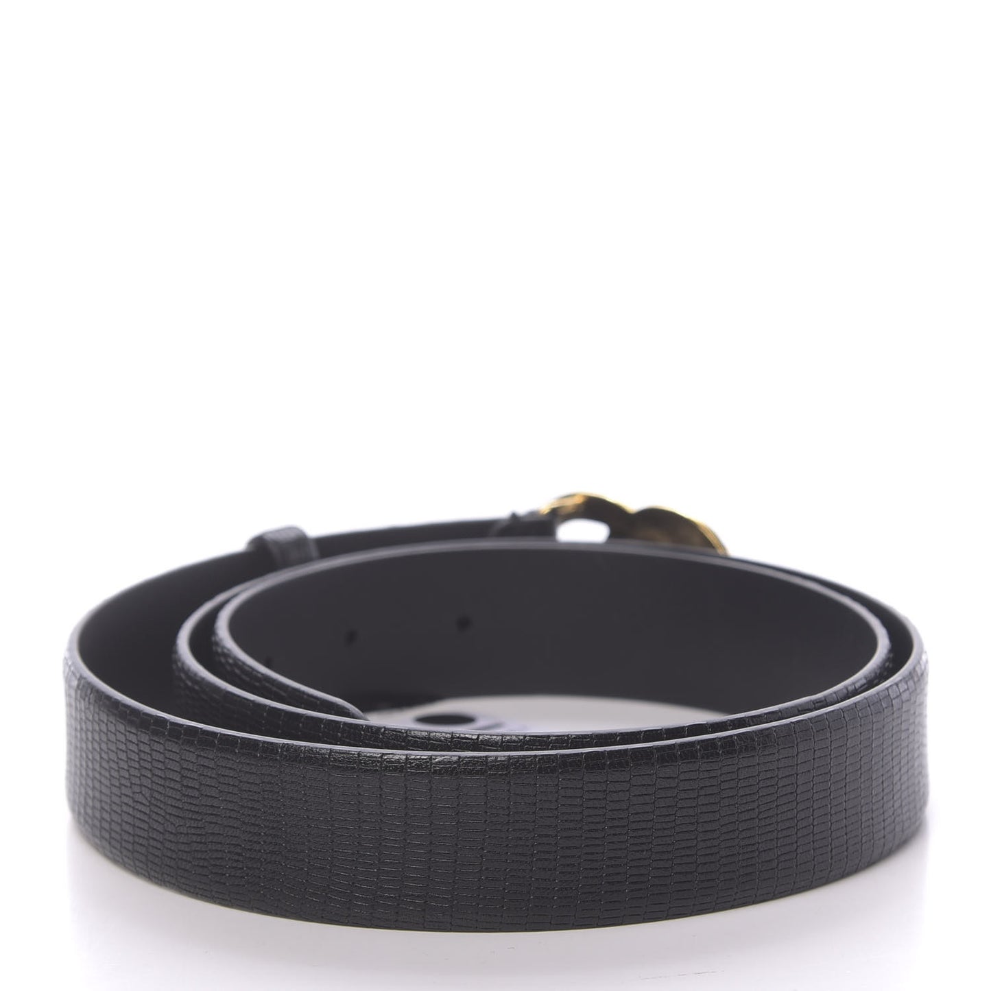 Lizard Embossed Calfskin Gripoix Poured Glass Along The Nile CC Belt 95 38 Black