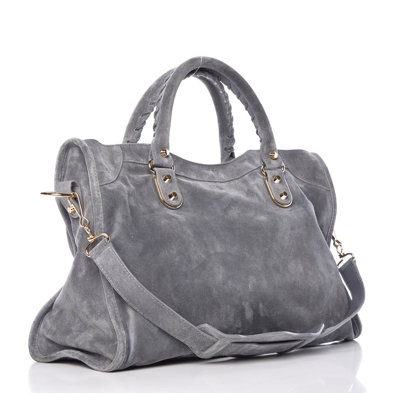 Balenciaga Baby Daim Suede Gold Metallic Edge Hardware City Gris Plomb 4 of 11