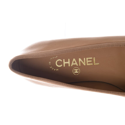 Chanel Lambskin Cap Toe Ballerina Flats 36 Beige Black 7 of 8