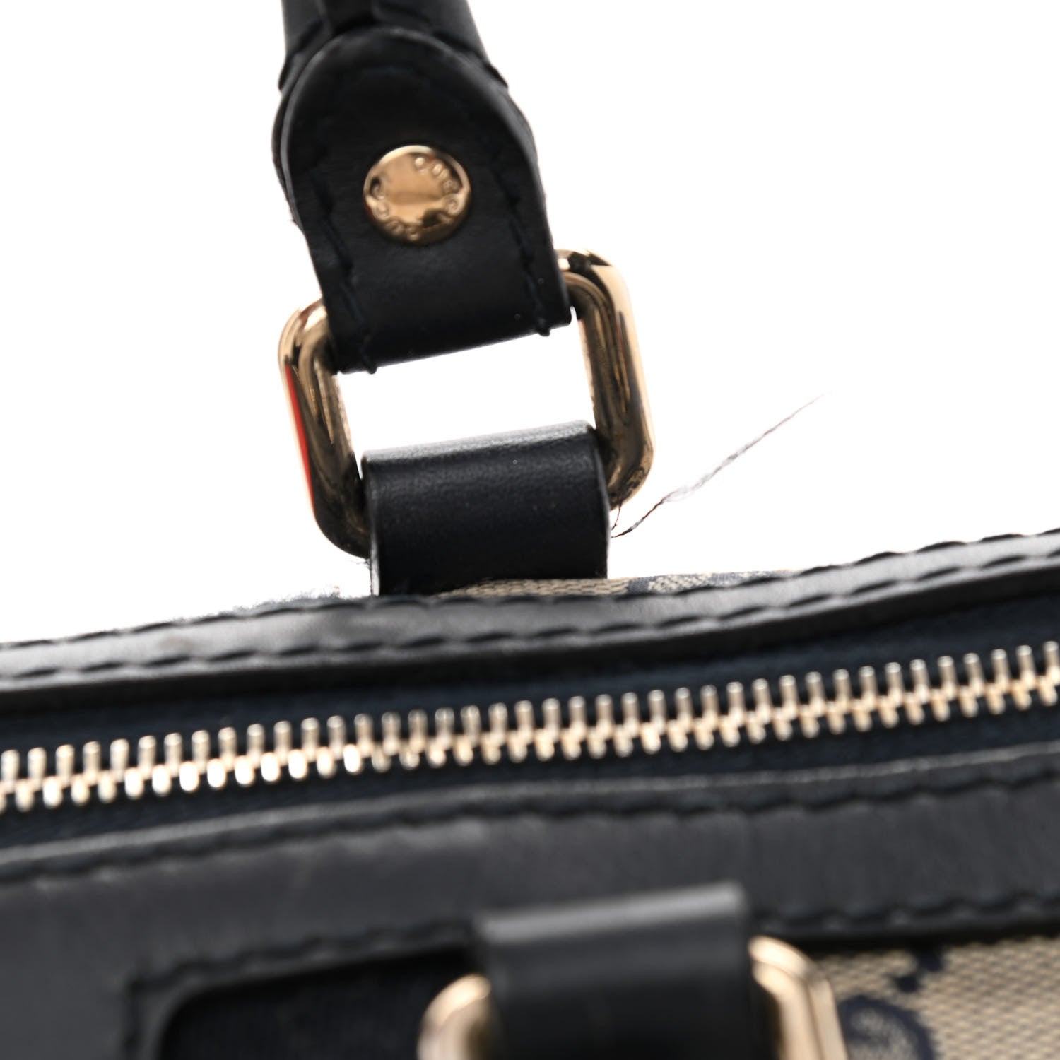 Gucci Monogram Selleria Calfskin Vintage Web Medium Boston Beige Blue 14 of 15