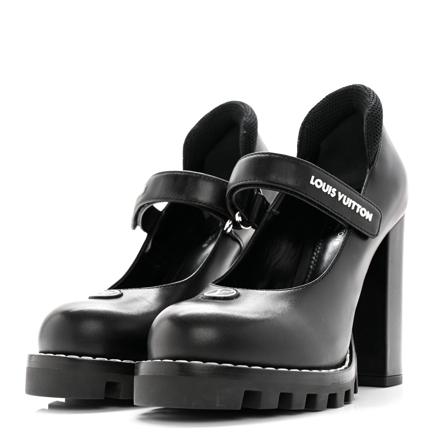 Calfskin Star Trail Ankle Pumps 36 Black