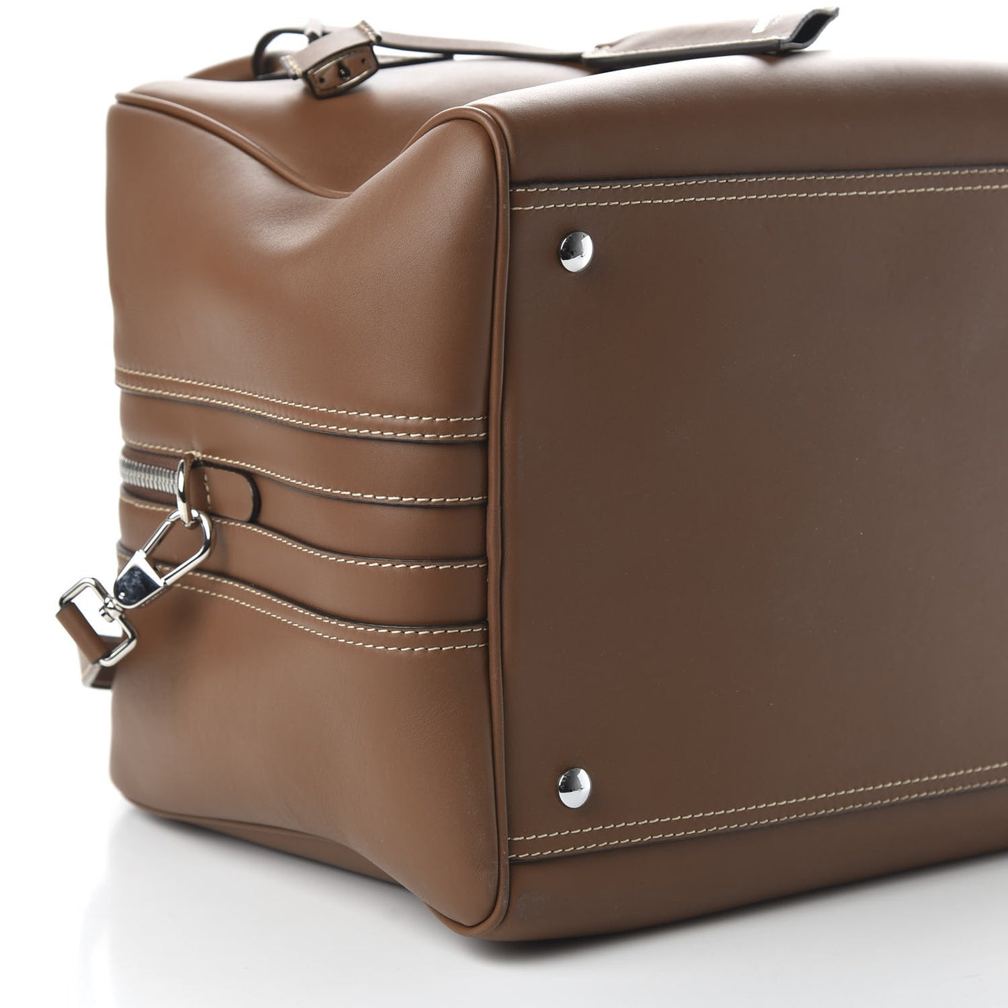 Smooth Calfskin Medium Cube Bowling Bag Malt Brown