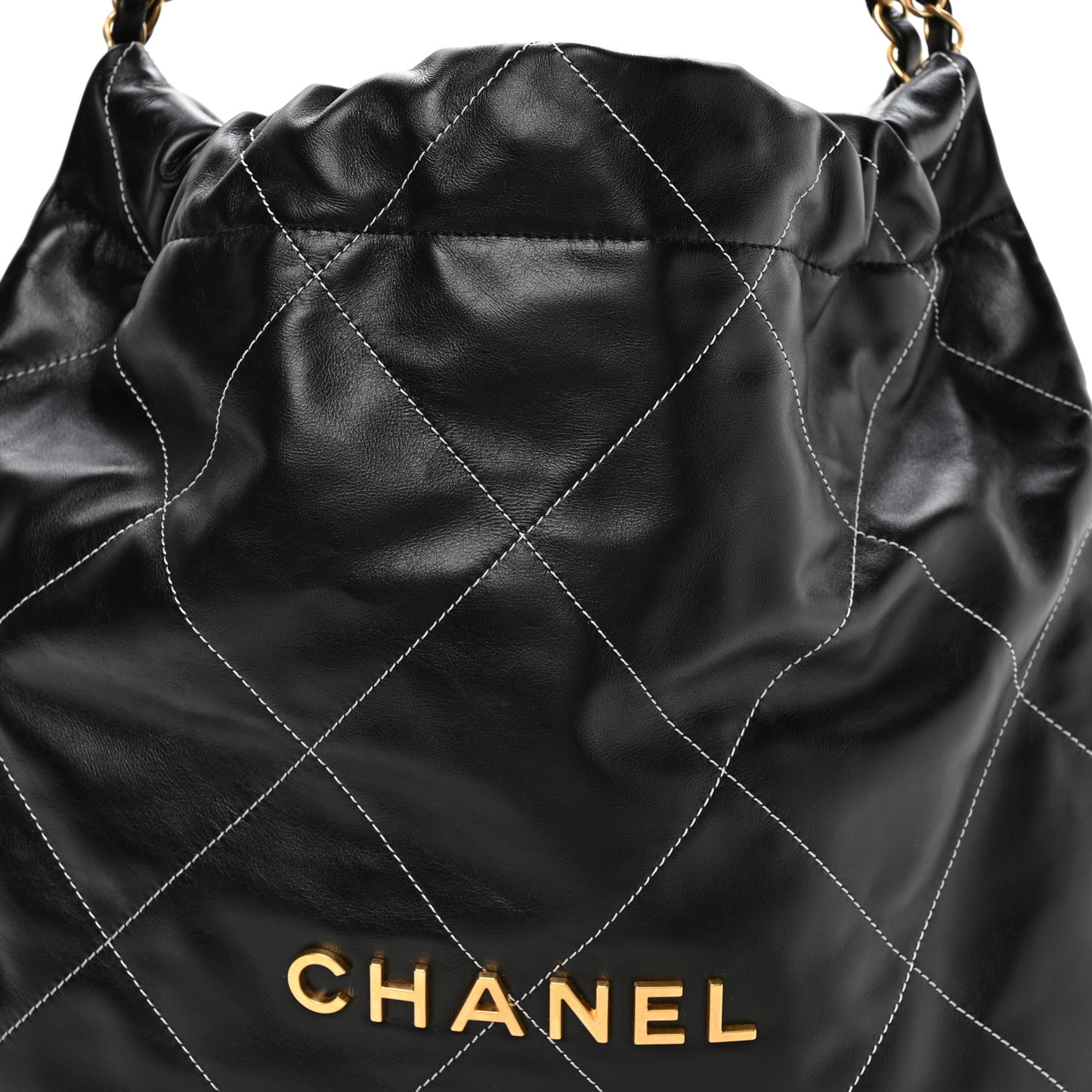 Shiny Calfskin Stitched Chanel 22 Black White
