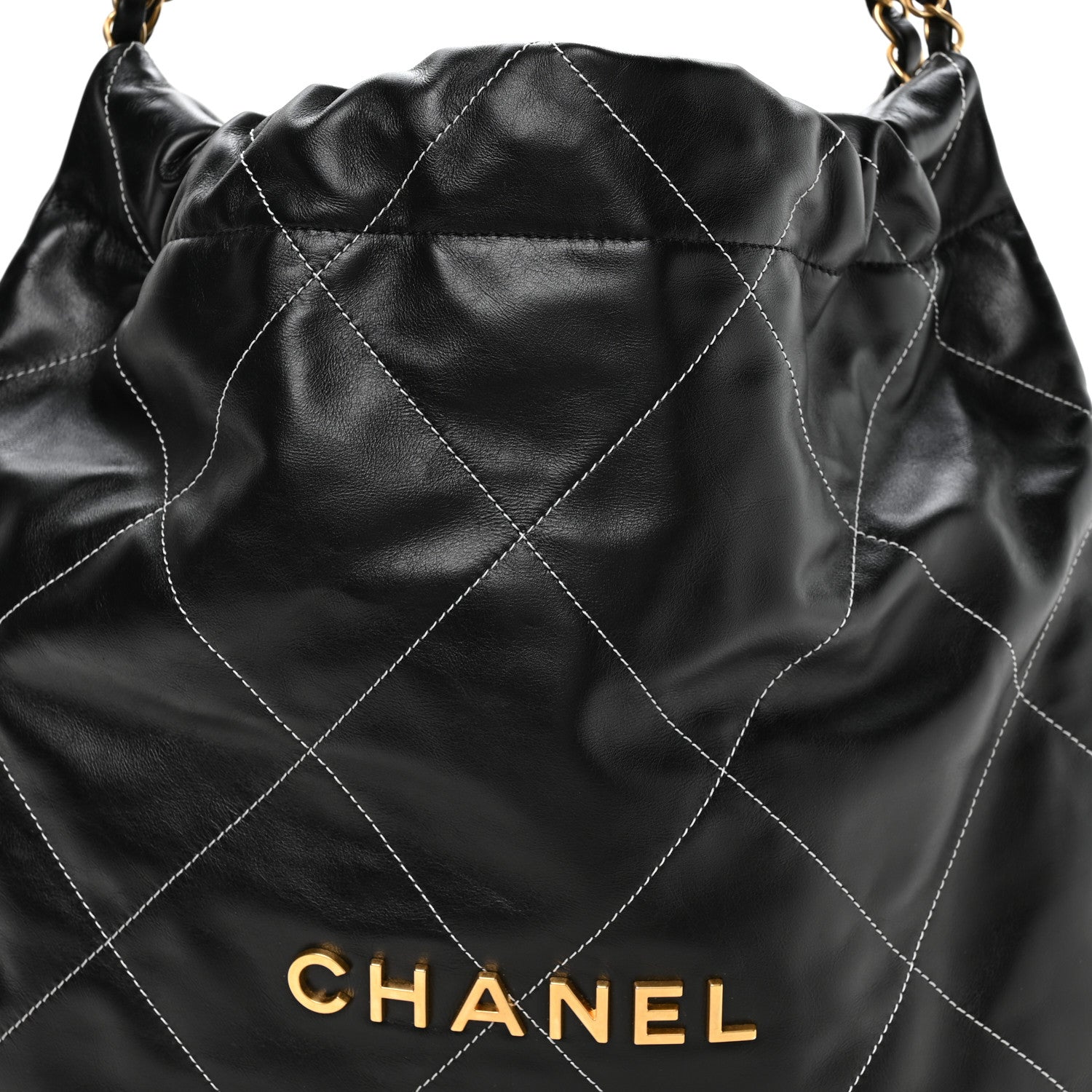 Chanel Shiny Calfskin Stitched Chanel 22 Black White 9 of 11