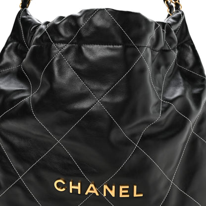 Chanel Shiny Calfskin Stitched Chanel 22 Black White 9 of 11