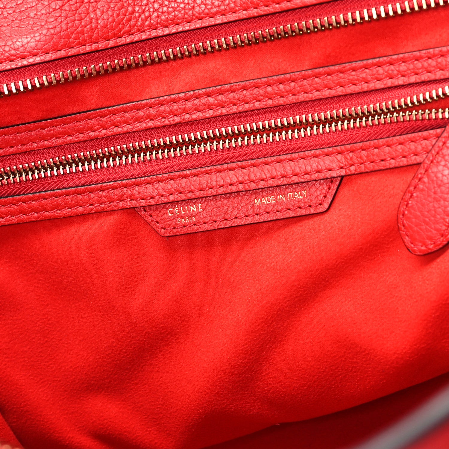 Celine Drummed Calfskin Mini Luggage Coquelicot 6 of 12