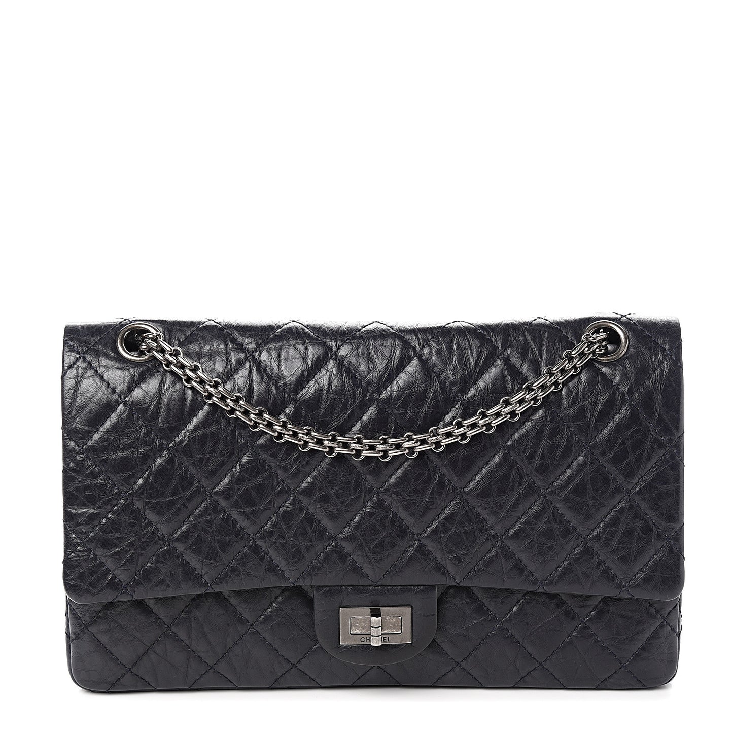 Aged Calfskin Quilted 2.55 Reissue 226 Flap Navy Blue