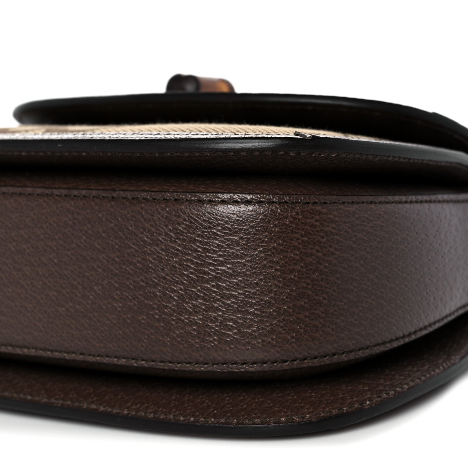 Gucci Monogram Jumbo GG Textured Dollar Calfskin Web Small Bamboo 1947 Top Handle Bag Camel Ebony New Acero 8 of 9