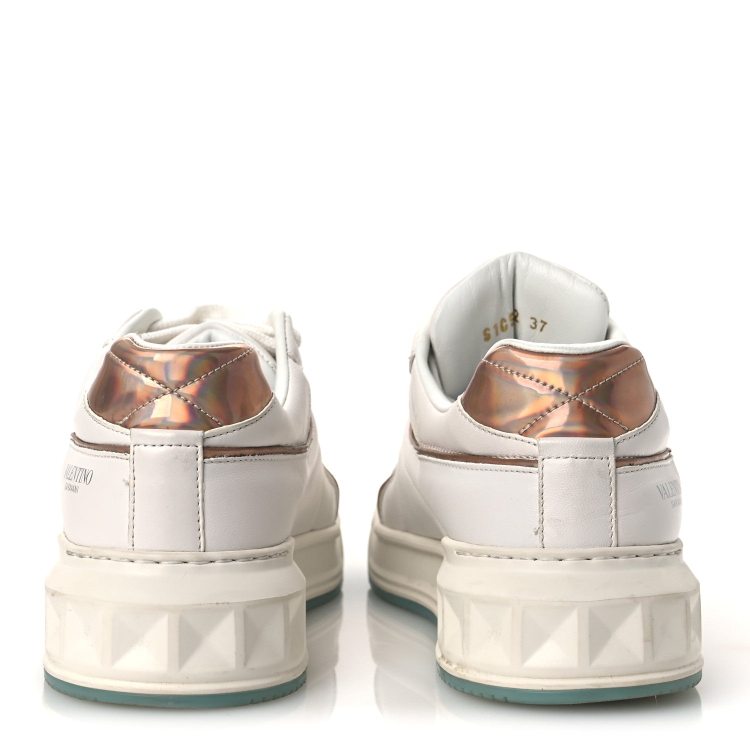 Valentino Garavani Nappa Metallic One Stud Low Top Sneakers 37 White 6 of 14