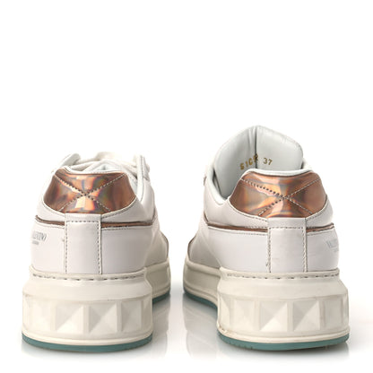 Valentino Garavani Nappa Metallic One Stud Low Top Sneakers 37 White 6 of 14