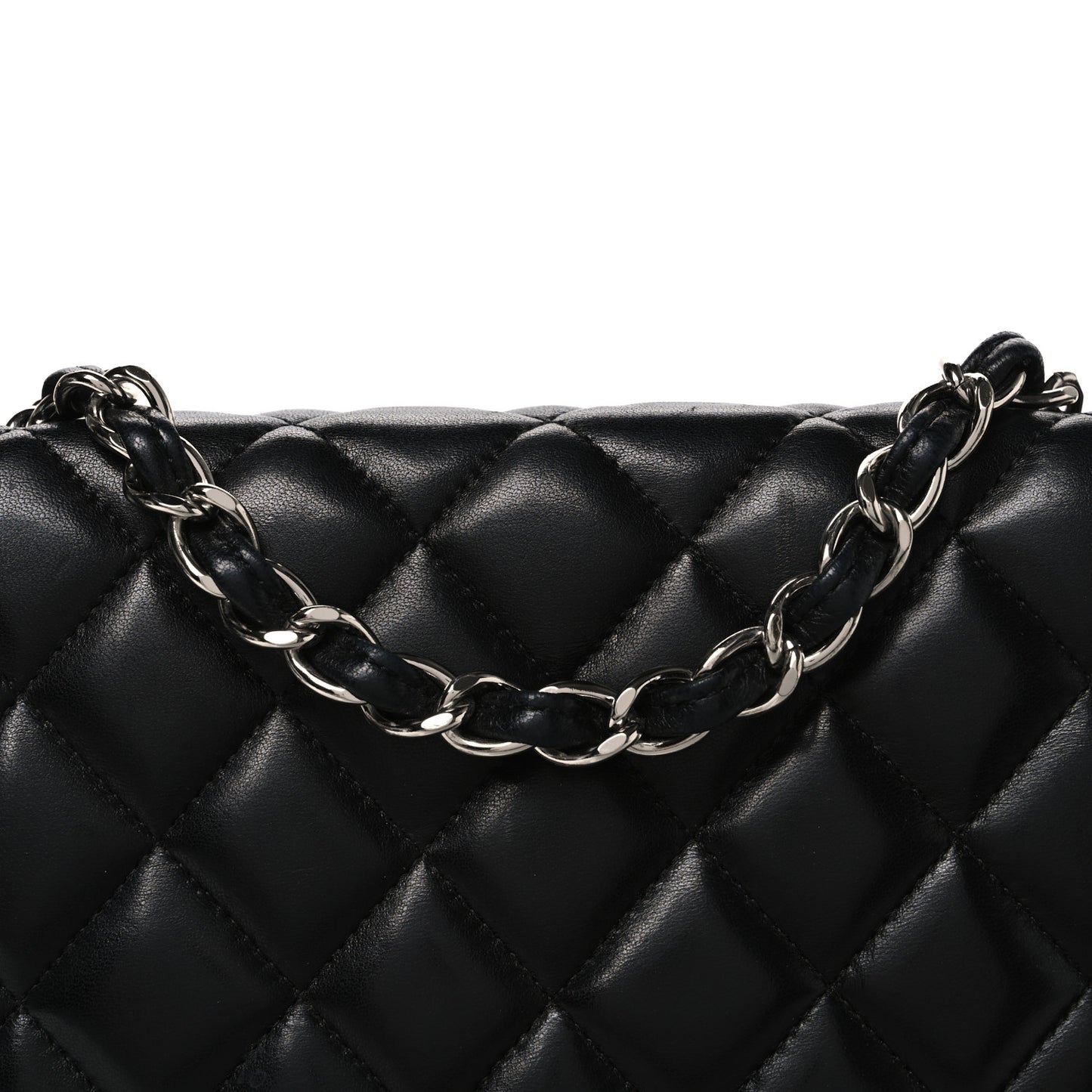 Lambskin Quilted Jumbo Single Flap Black