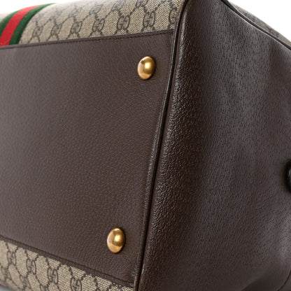 Gucci GG Supreme Monogram Textured Dollar Calfskin Web Large Savoy Bowling Bag Beige Ebony New Acero 8 of 8