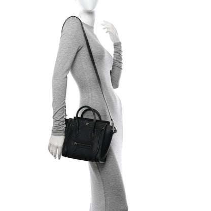 Celine Drummed Calfskin Nano Luggage Black 2 of 11