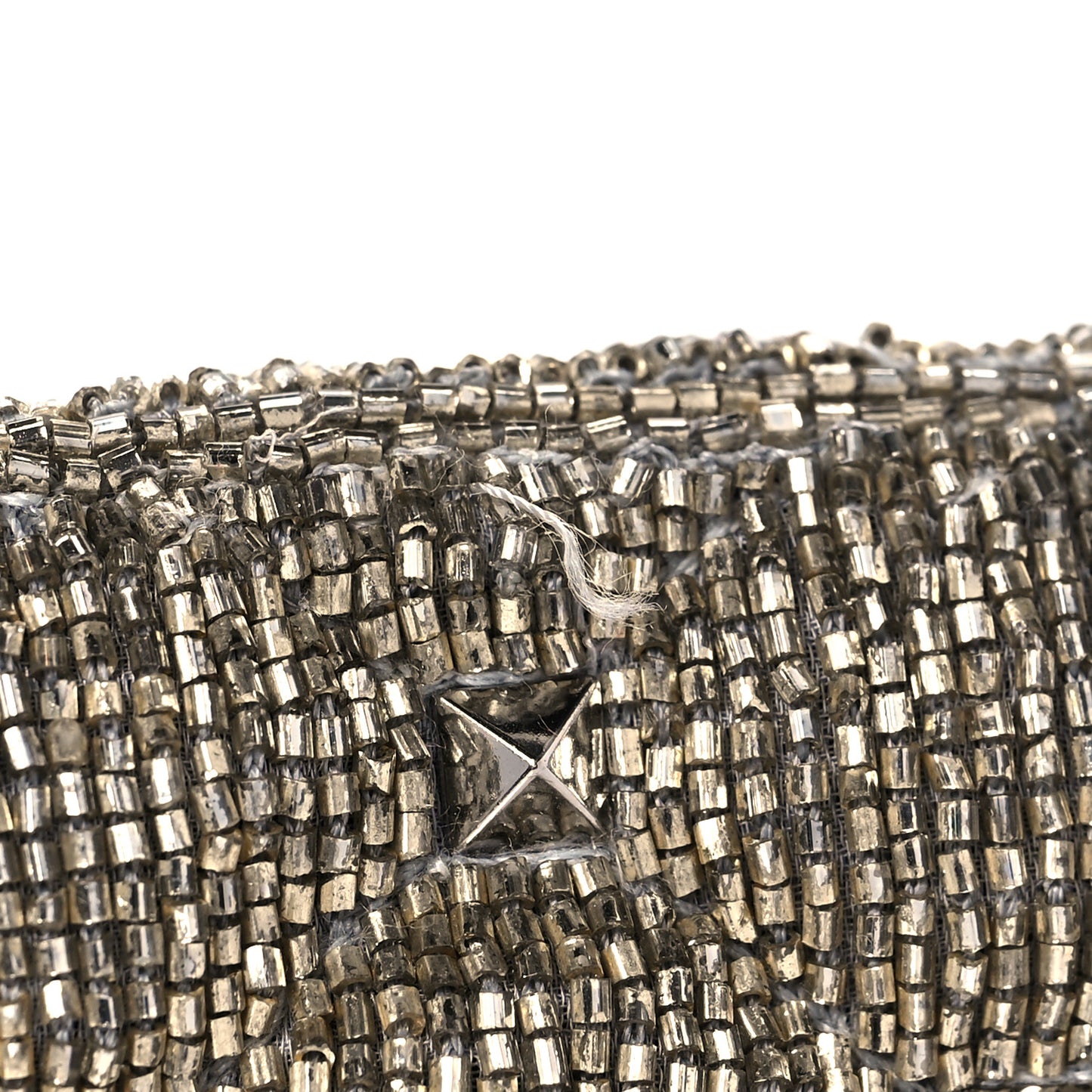 Beaded Micro Rockstud Spike It Shoulder Bag Silver