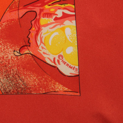 Hermes Silk Sulfure et Presse Papiers II Scarf 90 Orange 3 of 6