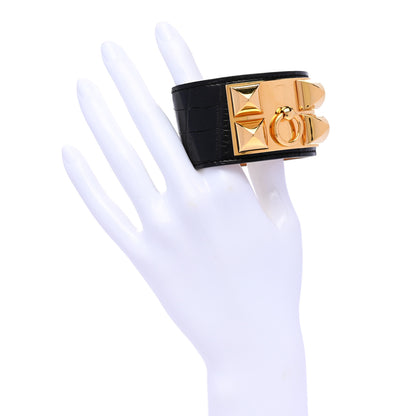 Hermes Matte Alligator Collier De Chien CDC Bracelet S Black 2 of 7