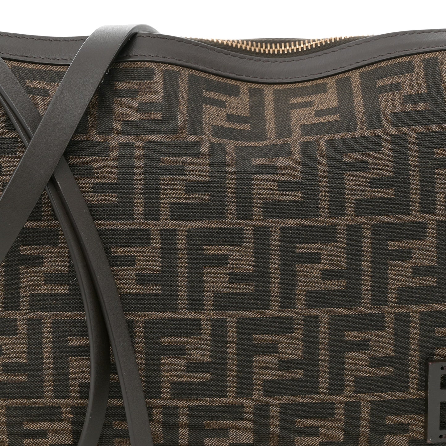 Fabric Jacquard Vitello Grace FF 1974 Medium Simply Fendi Shoulder Bag Tobacco Moro Ebano