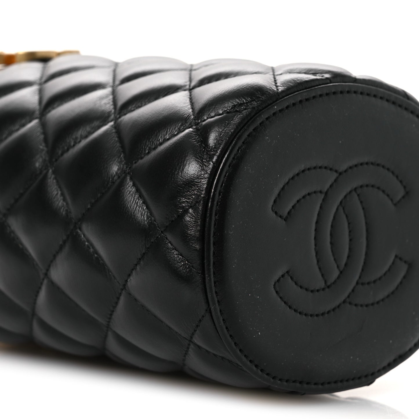 Lambskin Quilted Crown Box Bag Black