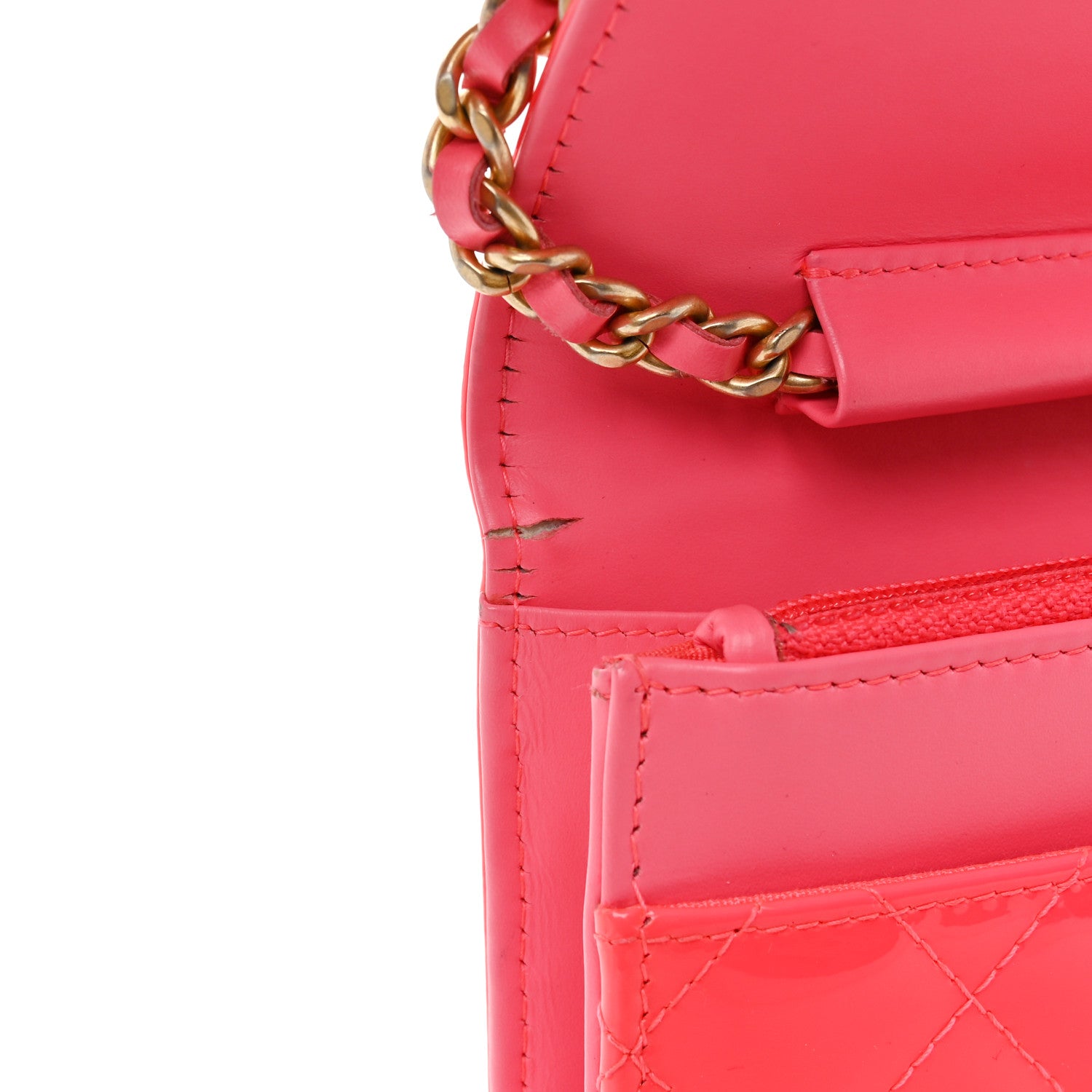 Chanel Patent Calfskin Quilted Boy Wallet On Chain WOC Pink 13 of 13