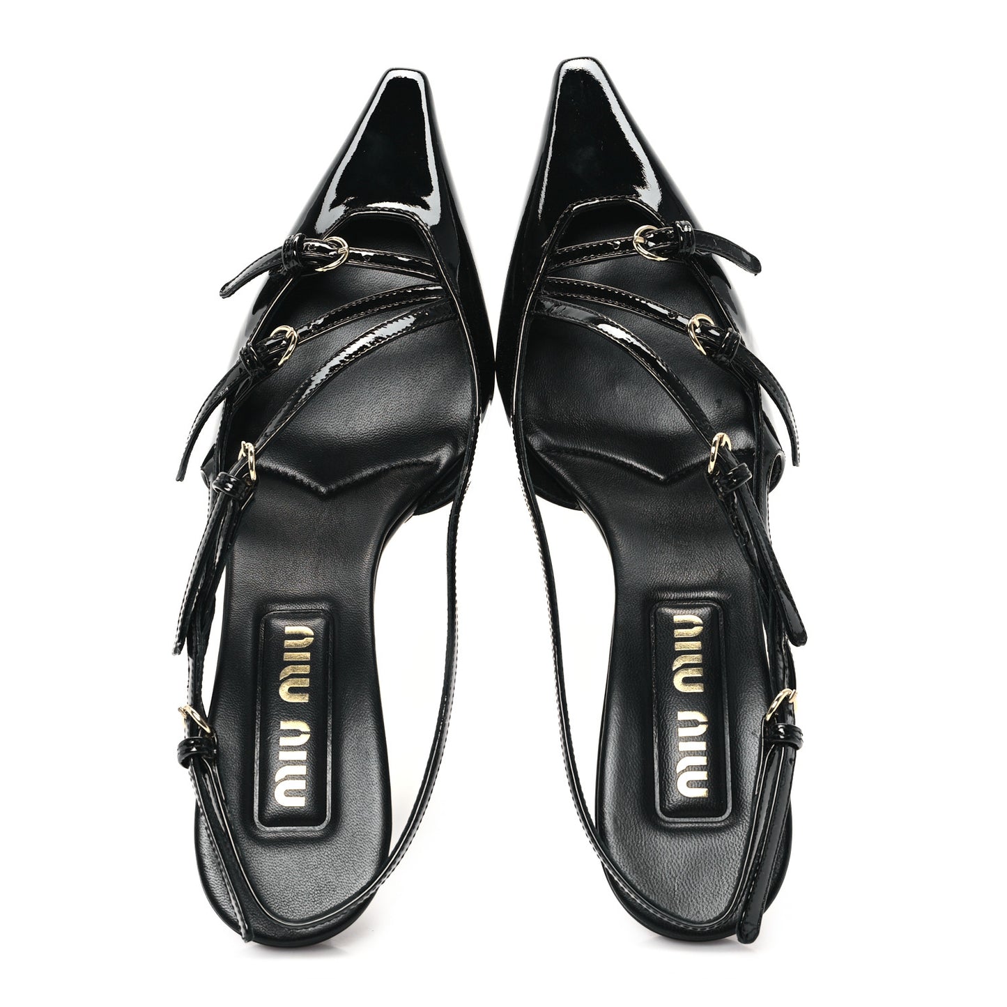Vernice Buckle 55mm Slingback Pumps 36 Black