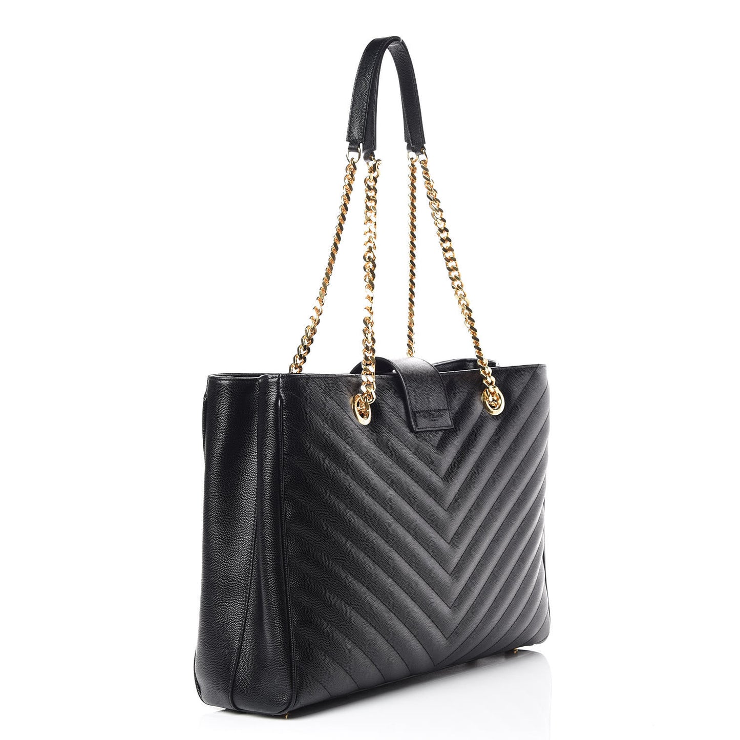 Grain De Poudre Matelasse Chevron Monogram Shopping Bag Black