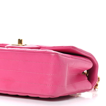 Chanel Lambskin Chevron Quilted Mini Rectangular Flap Dark Pink 10 of 10