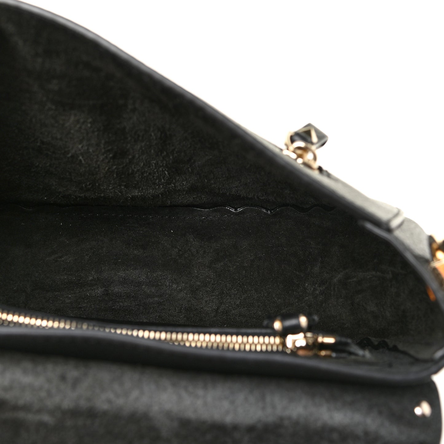 Grained Calfskin Rockstud Saddle Bag Black
