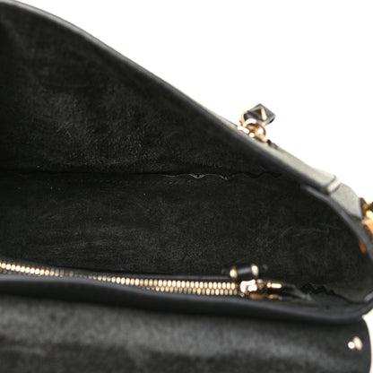 Valentino Garavani Grained Calfskin Rockstud Saddle Bag Black 5 of 16